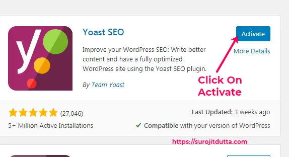 Yoast SEO Plugins Activations Process