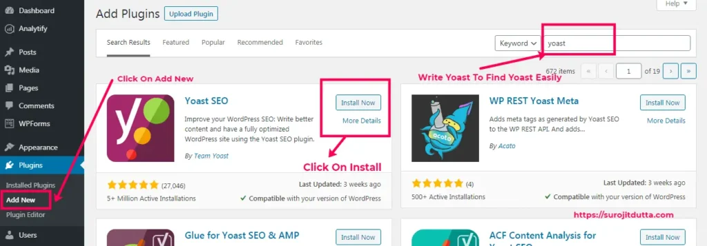 Yoast SEO Plugin Installations Process