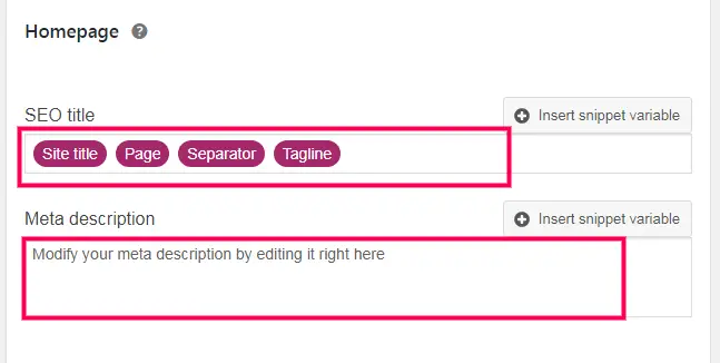 Yoast SEO Setup Of Home Page Title And Meta