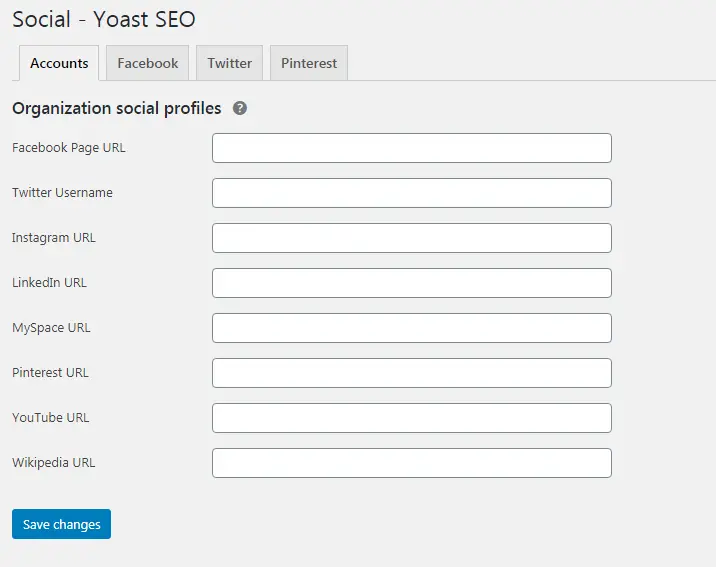 Yoast SEO Social Setting