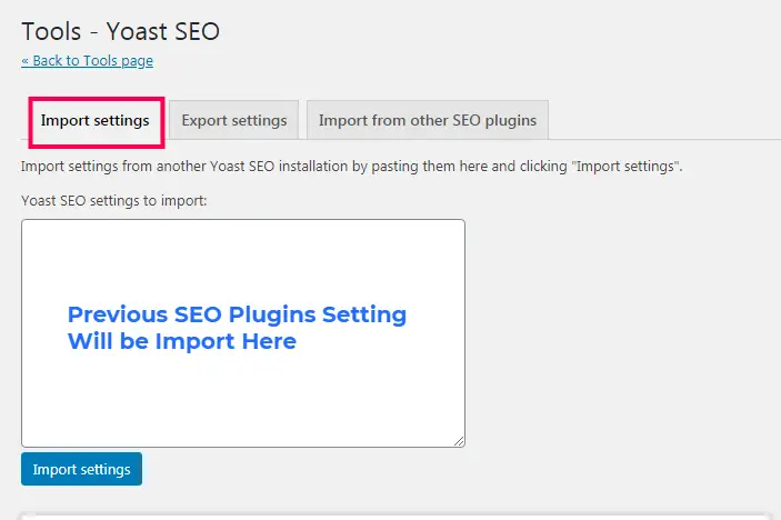 Yoast SEO Import and Export Setting