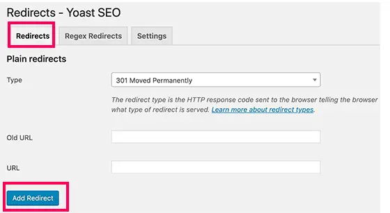 Yoast SEO Redirections Tools