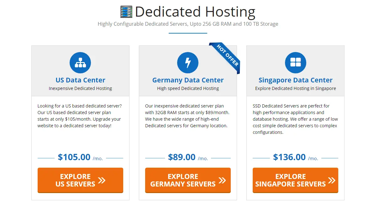 Dedicated web server plans of accu web hosting