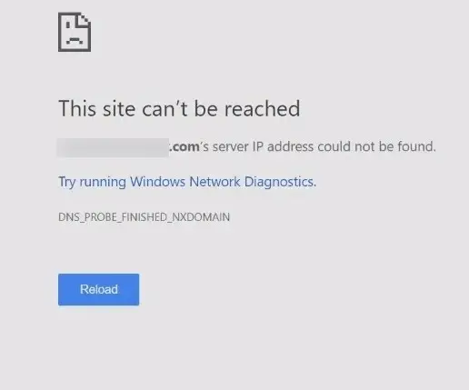 Server IP Address Could Not Be Found or site can't be reached