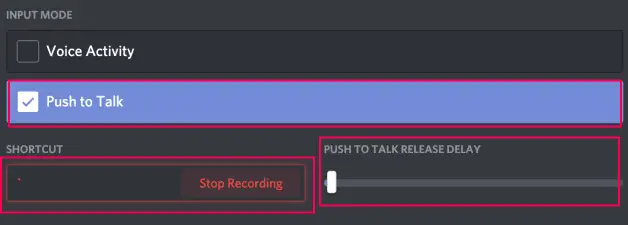 Discord Push To Talk Shortcut Key Settings