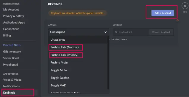 Push To Talk Discord Keybinds