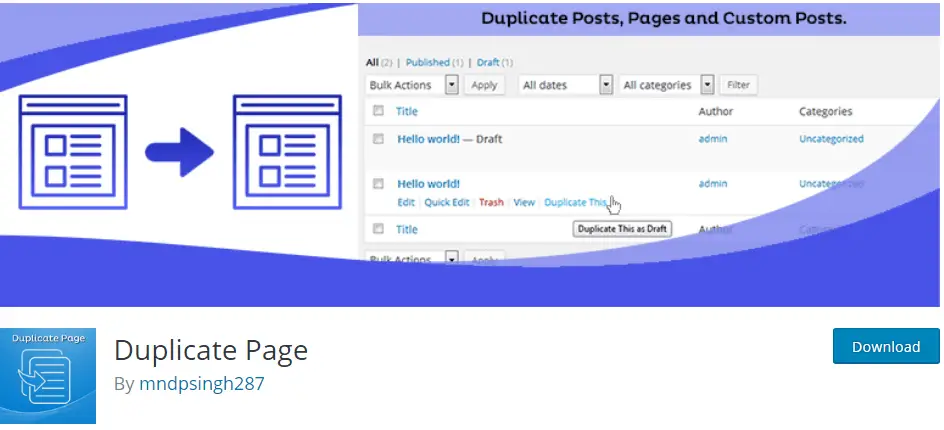 How to create a WordPress duplicate page with duplicate page plugin