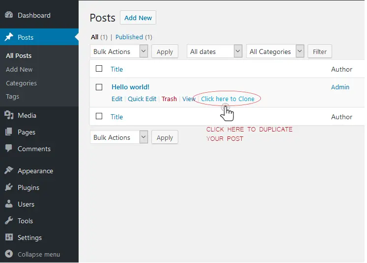 How To Create A Duplicate page and post with just a single click